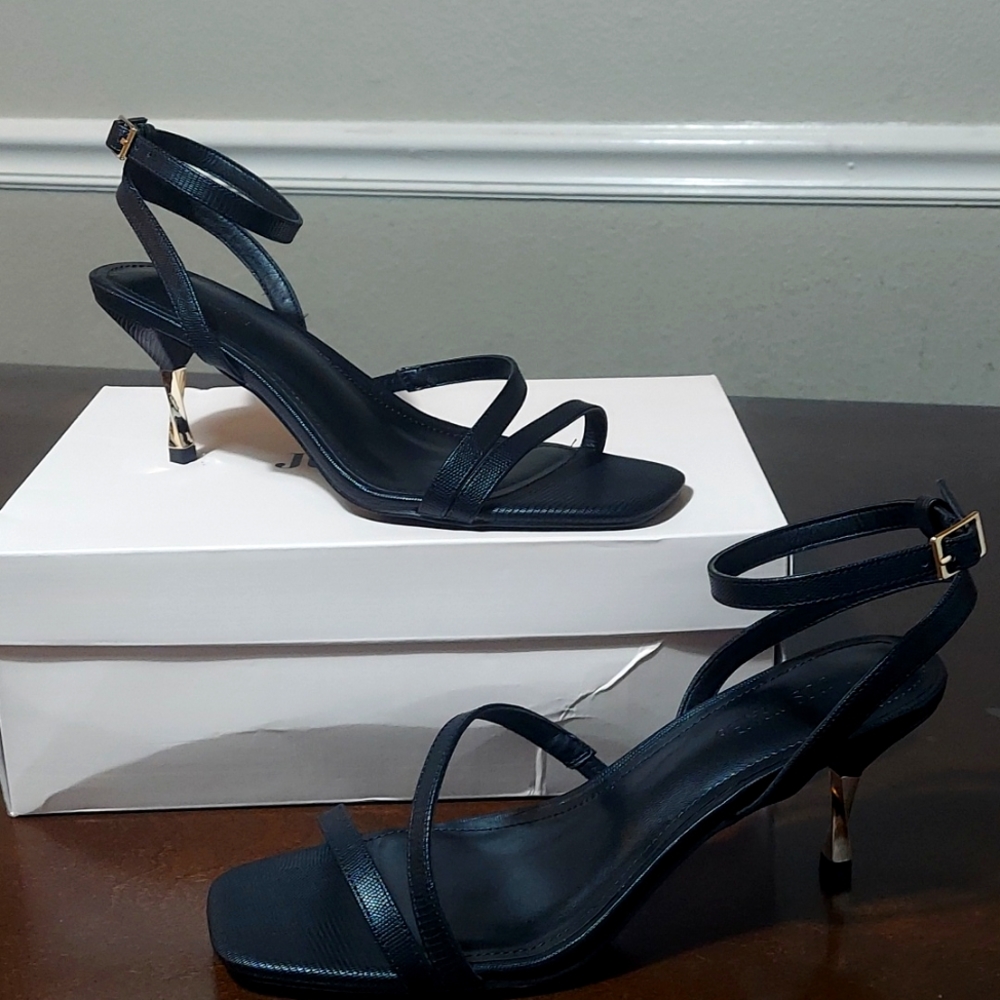 Black Lozard Skin Strappy sandals